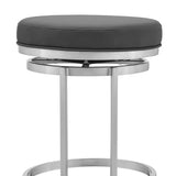 Armen Living Vander Stainless Steel. Faux Leather 100% Polyurethane Barstool