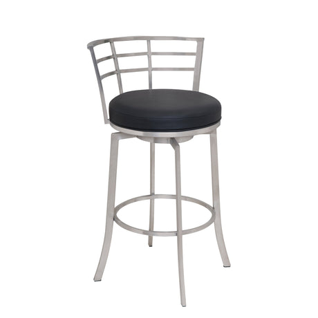 Armen Living Viper Brushed Stainless Steel/Faux Leather/Leatherette 100% Polyurethane Barstool