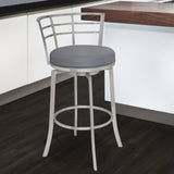 Armen Living Viper Brushed Stainless Steel/Faux Leather/Leatherette 100% Polyurethane Barstool