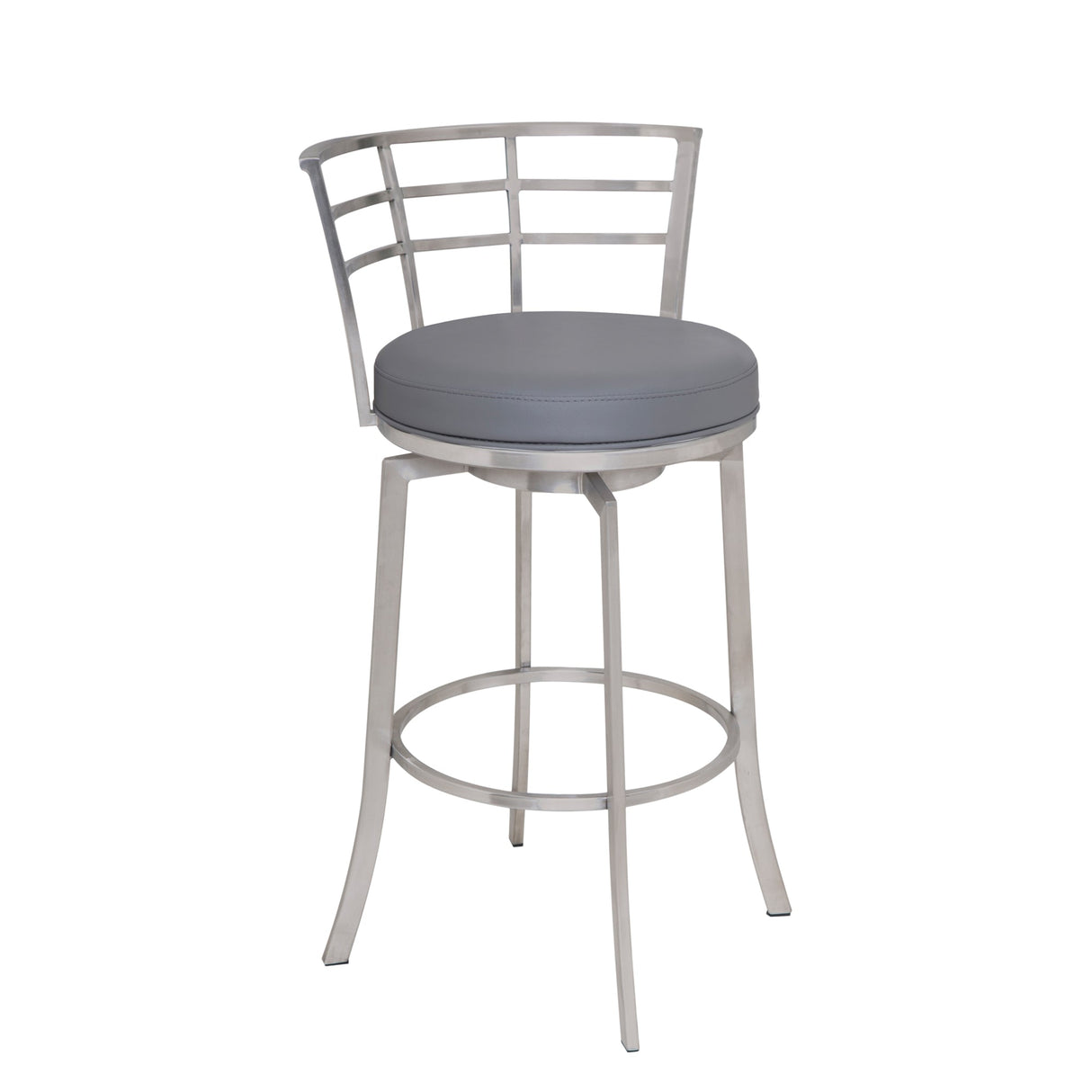 Armen Living Viper Brushed Stainless Steel/Faux Leather/Leatherette 100% Polyurethane Barstool