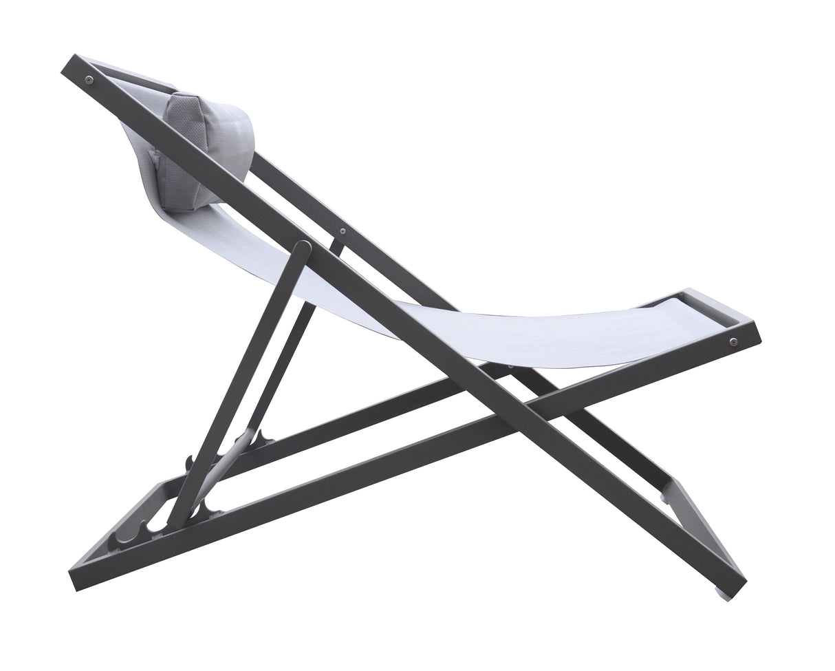 Armen Living Wave Aluminum/Textilene Textilene Outdoor Lounge Chair