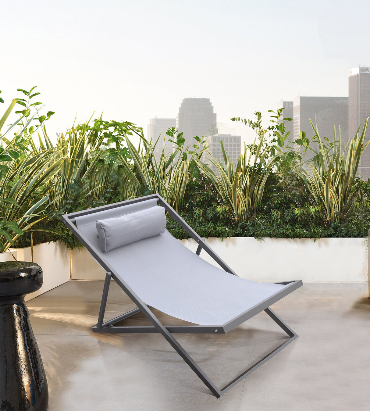 Armen Living Wave Aluminum/Textilene Textilene Outdoor Lounge Chair