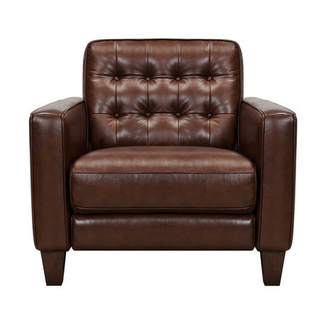 Armen Living Wesley Wood/Foam/Leather/Metal Leather Sofa Chair