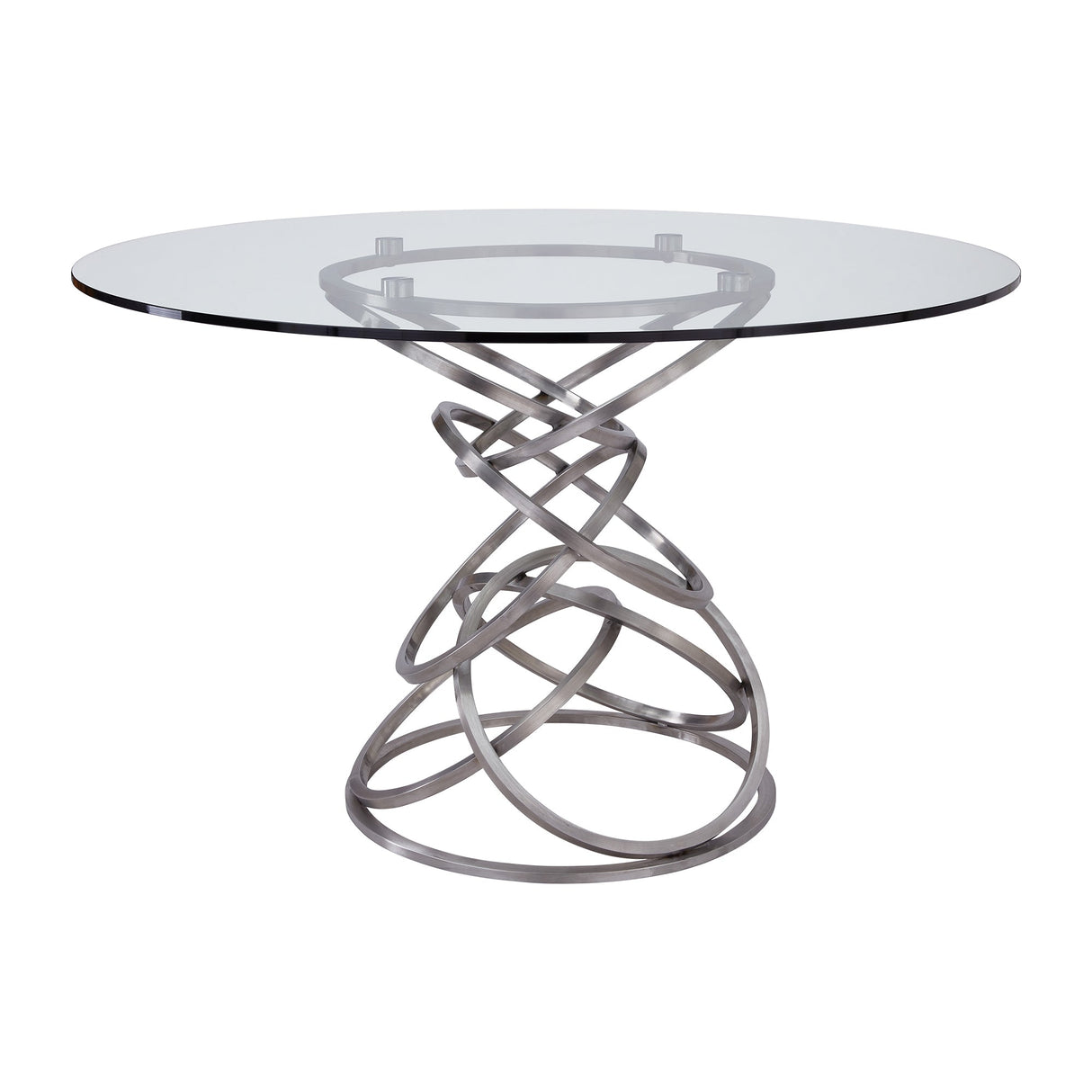 Armen Living Wendy Stainless Steel/Glass Dining Table