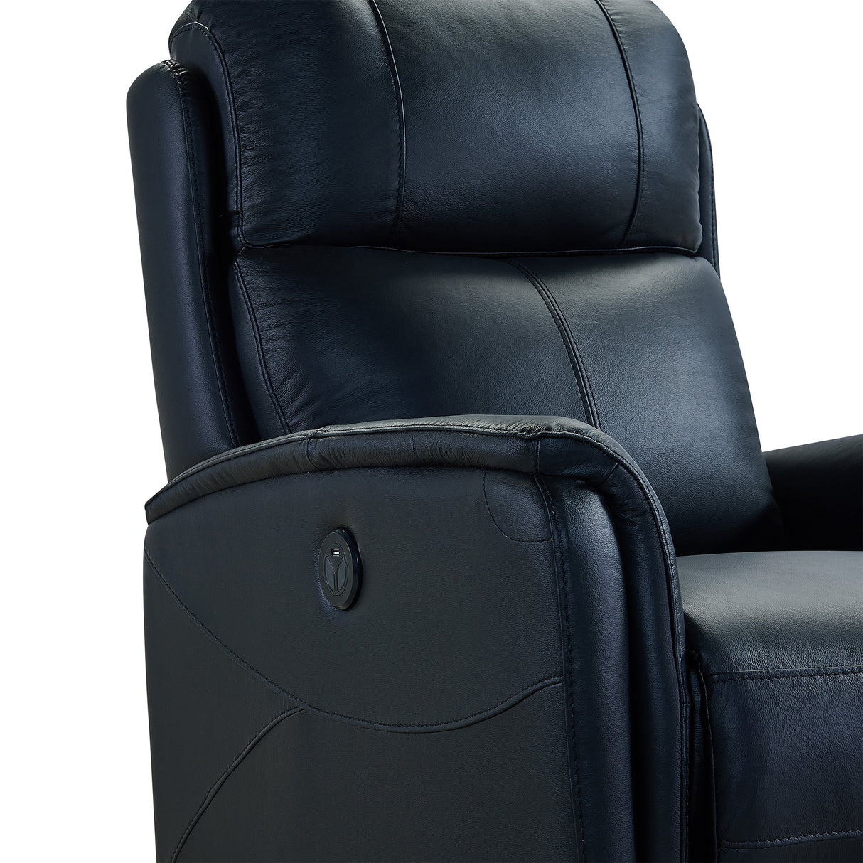 Armen Living Wolfe Wood/Foam/Leather/Poly Soft Fabric/Metal 100% Genuine Leather Recliner