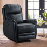 Armen Living Wolfe Wood/Foam/Leather/Poly Soft Fabric/Metal 100% Genuine Leather Recliner