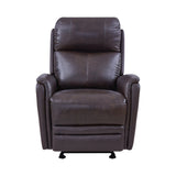 Armen Living Wolfe Wood/Foam/Leather/Poly Soft Fabric/Metal 100% Genuine Leather Recliner