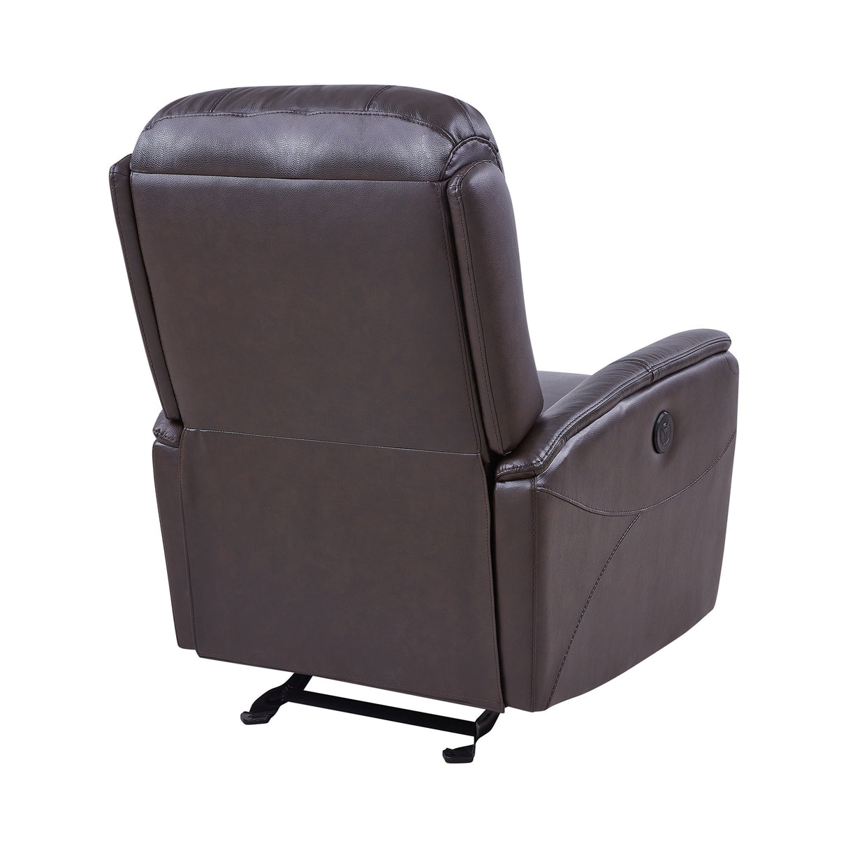 Armen Living Wolfe Wood/Foam/Leather/Poly Soft Fabric/Metal 100% Genuine Leather Recliner