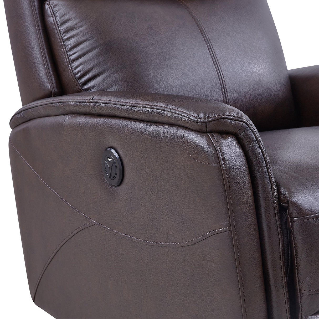 Armen Living Wolfe Wood/Foam/Leather/Poly Soft Fabric/Metal 100% Genuine Leather Recliner