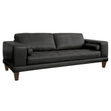 Armen Living Wynne Wood/Leather 100% Cowhide Leather Sofa