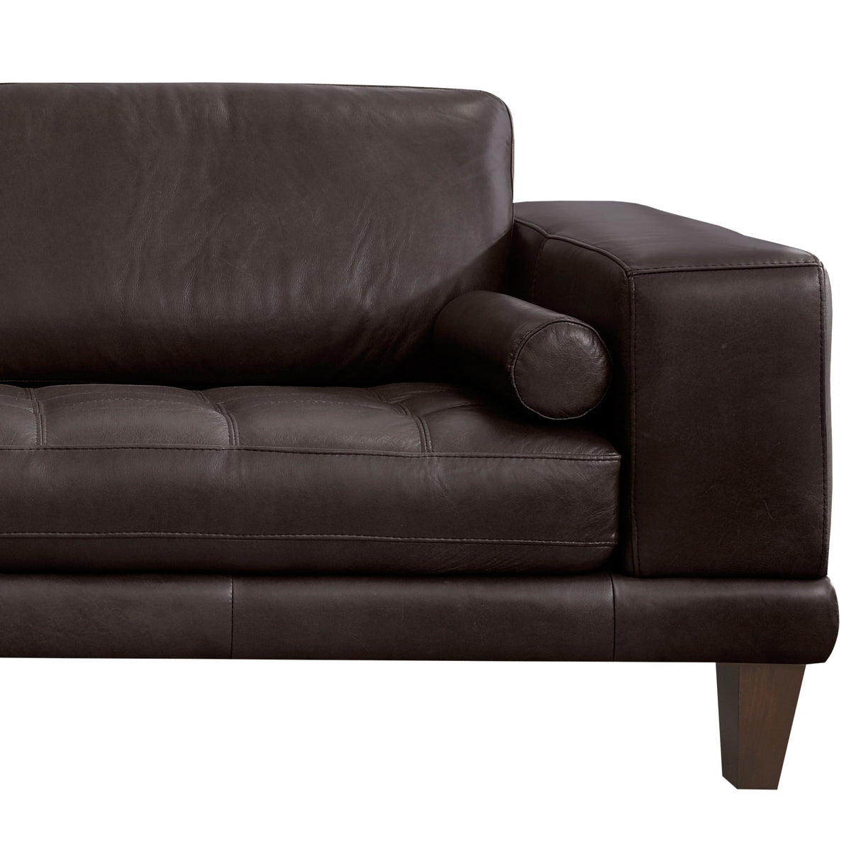 Armen Living Wynne Wood/Leather 100% Cowhide Leather Sofa