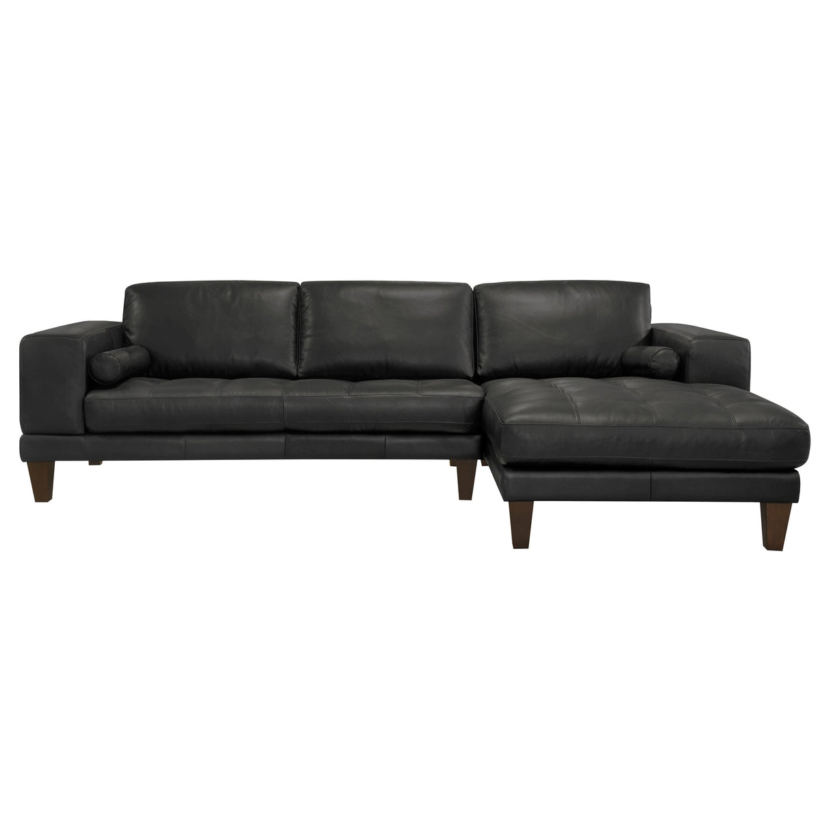 Armen Living Wynne Wood/Leather 100% Cowhide Leather Sectional