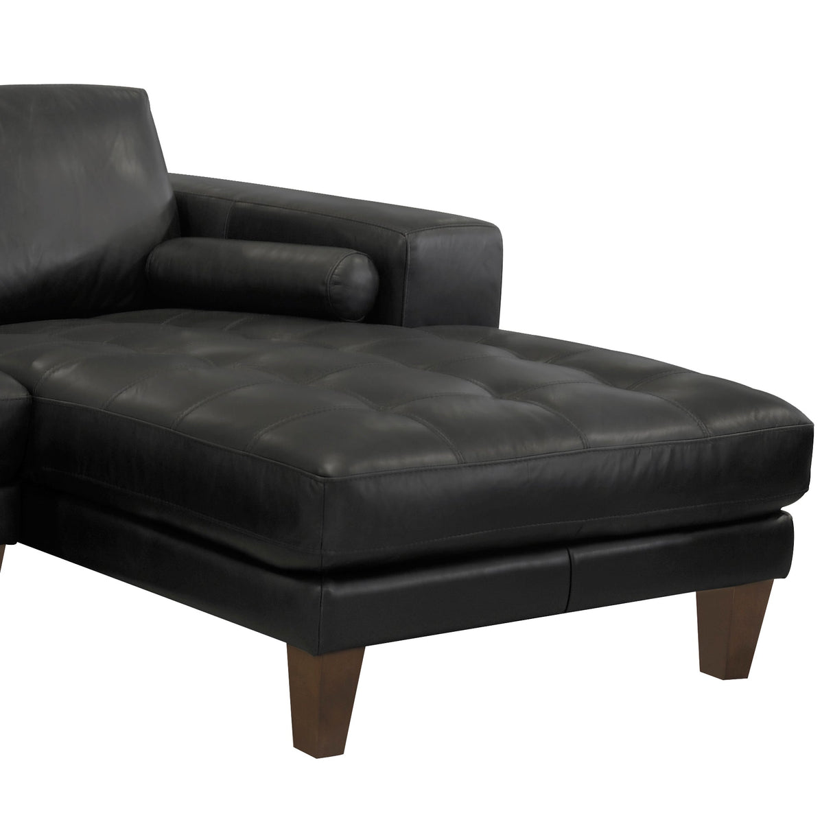 Armen Living Wynne Wood/Leather 100% Cowhide Leather Sectional