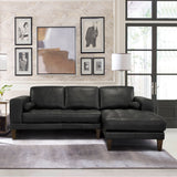 Armen Living Wynne Wood/Leather 100% Cowhide Leather Sectional