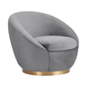 Armen Living Yves Eucalyptus/Carb P2 Plywood,Z-Spring,Foam,Fabric,Metal Rotation Base 100% Polyester Swivel Chair