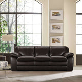 Armen Living Zanna Wood/Leather 100% Cowhide Leather Sofa