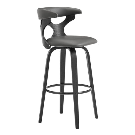 Armen Living Zenia Bent Wood/Metal/Faux Leather 100% Polyurethane Swivel Bar Stool