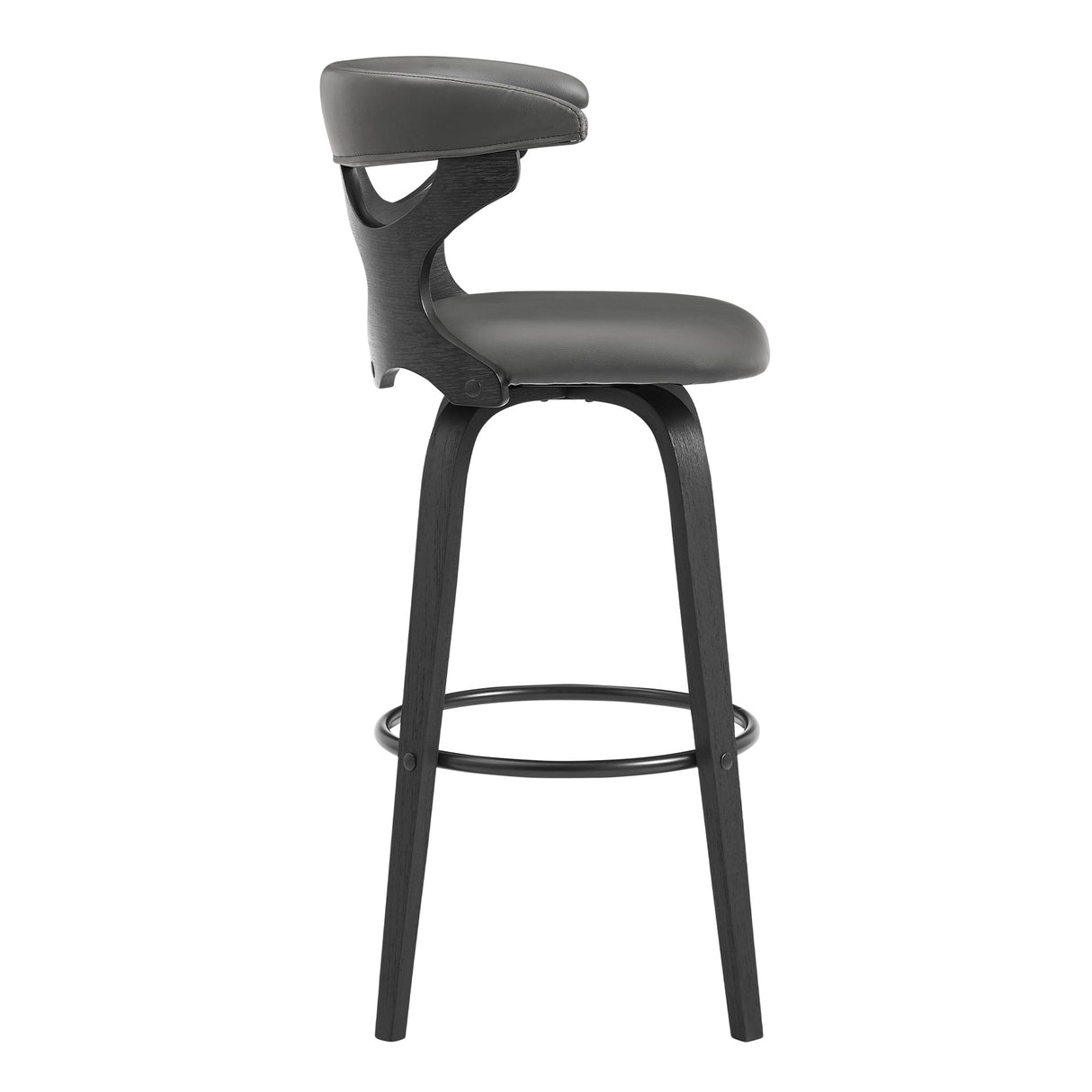 Armen Living Zenia Bent Wood/Metal/Faux Leather 100% Polyurethane Swivel Bar Stool