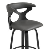 Armen Living Zenia Bent Wood/Metal/Faux Leather 100% Polyurethane Swivel Bar Stool