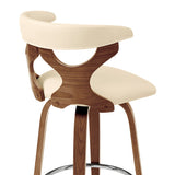 Armen Living Zenia Bent Wood/Metal/Faux Leather 100% Polyurethane Swivel Bar Stool