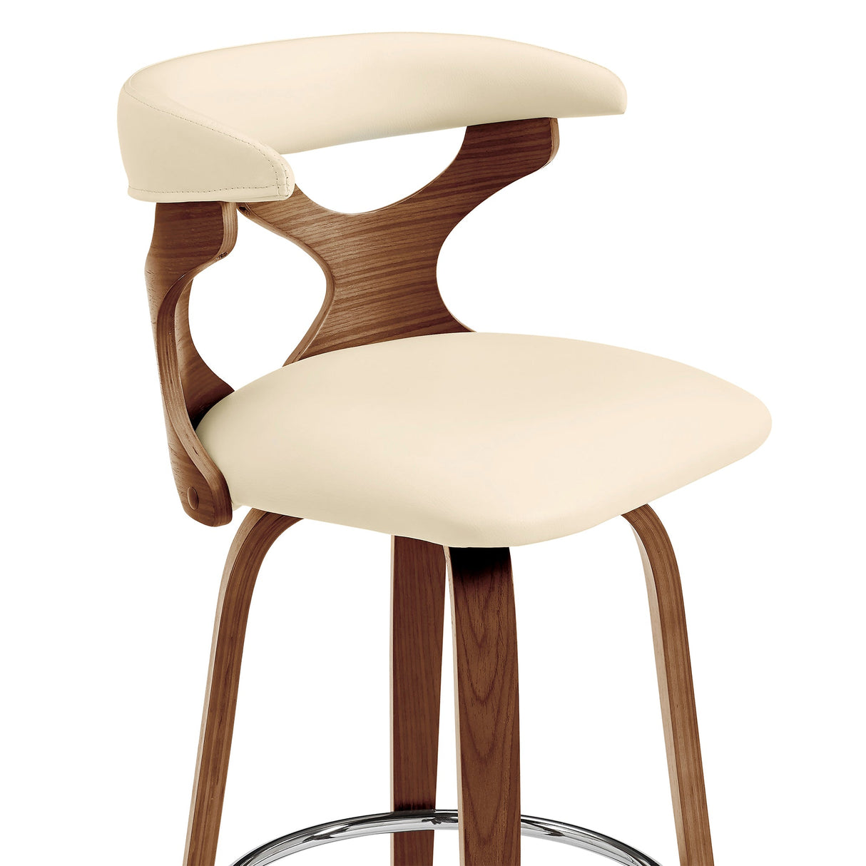 Armen Living Zenia Bent Wood/Metal/Faux Leather 100% Polyurethane Swivel Bar Stool