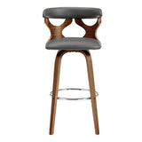 Armen Living Zenia Bent Wood/Metal/Faux Leather 100% Polyurethane Swivel Bar Stool