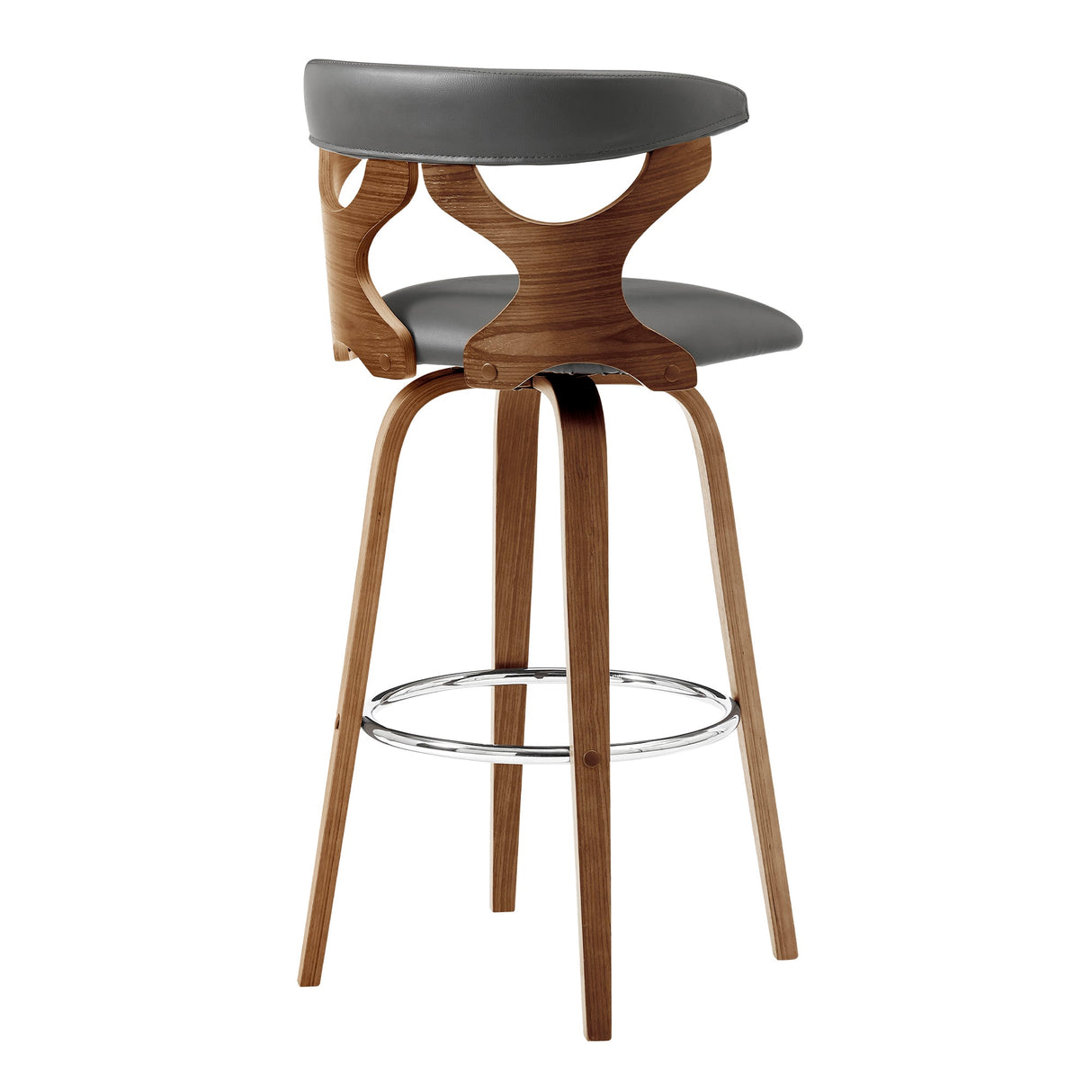 Armen Living Zenia Bent Wood/Metal/Faux Leather 100% Polyurethane Swivel Bar Stool