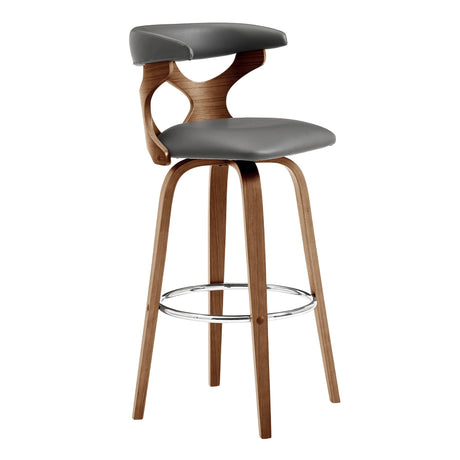 Armen Living Zenia Bent Wood/Metal/Faux Leather 100% Polyurethane Swivel Bar Stool