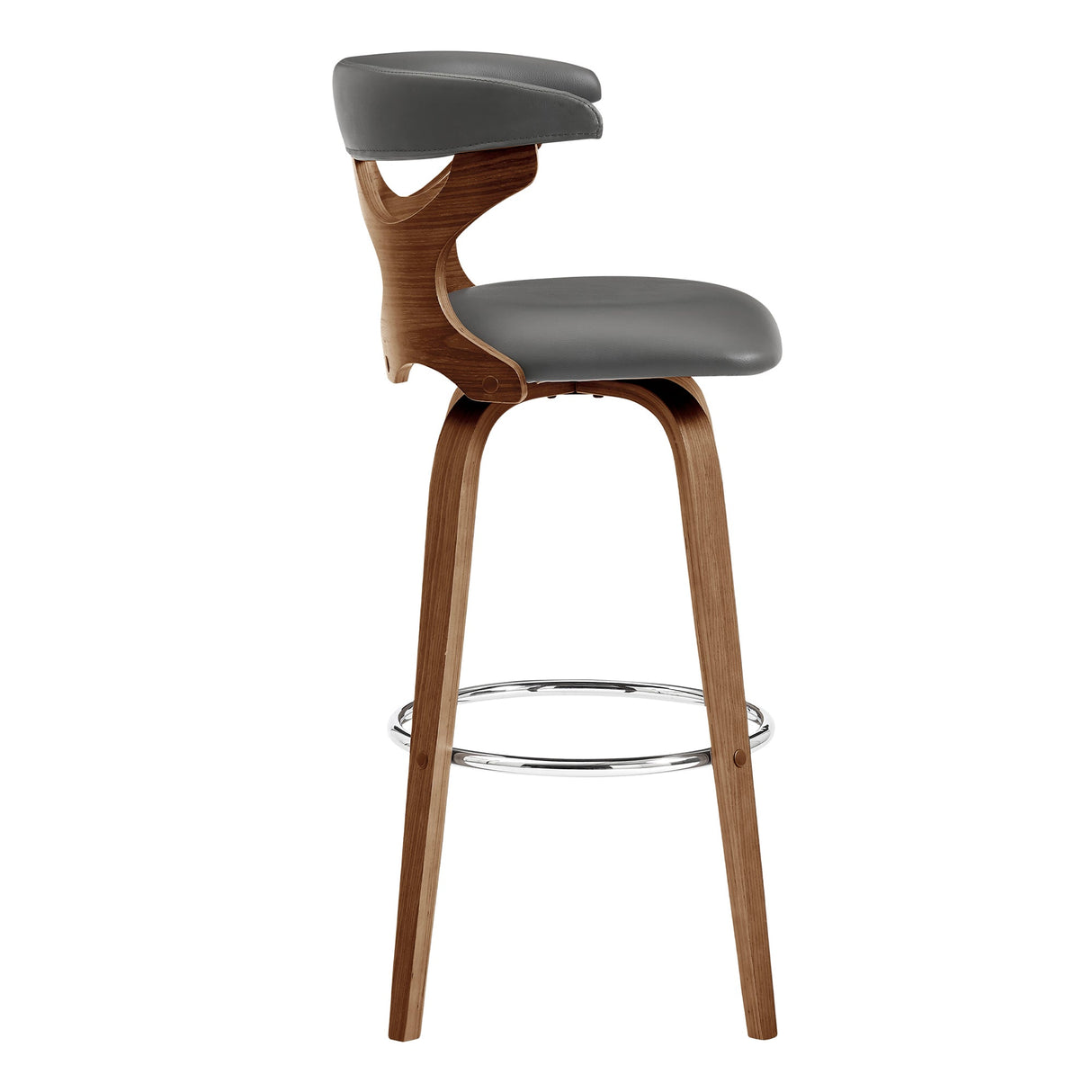 Armen Living Zenia Bent Wood/Metal/Faux Leather 100% Polyurethane Swivel Bar Stool