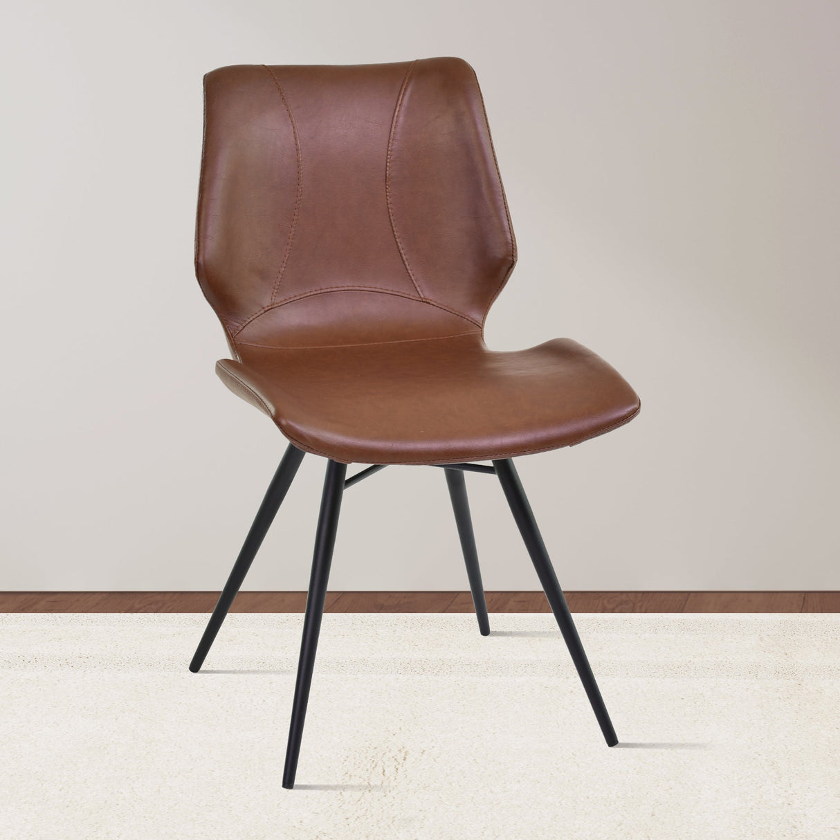 Armen Living Zurich Matte Black Metal Finish/Faux Leather/Leatherette 100% Polyurethane Dining Chair