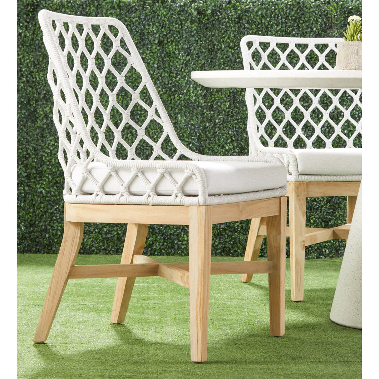 Essentials For Living Woven - Outdoor Lattis Outdoor Dining Chair 6803.WHT/WHT/GT