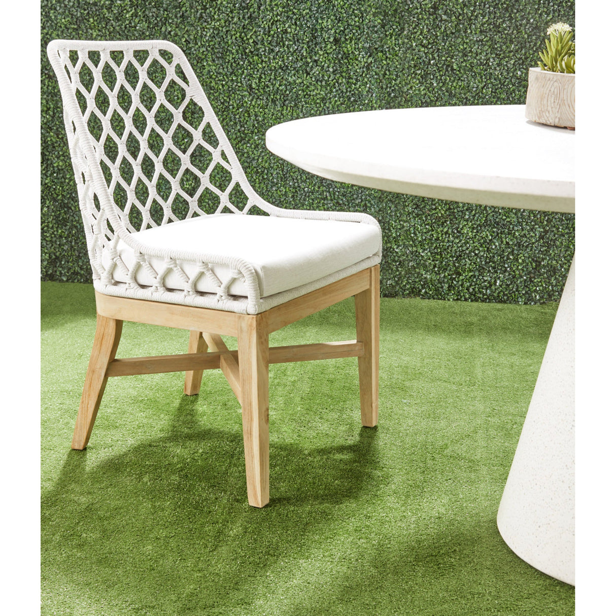 Essentials For Living Woven - Outdoor Lattis Outdoor Dining Chair 6803.WHT/WHT/GT