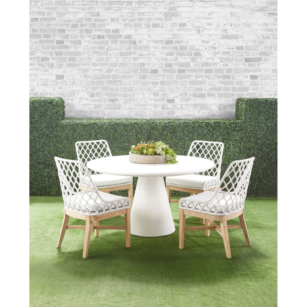 Essentials For Living Woven - Outdoor Lattis Outdoor Dining Chair 6803.WHT/WHT/GT