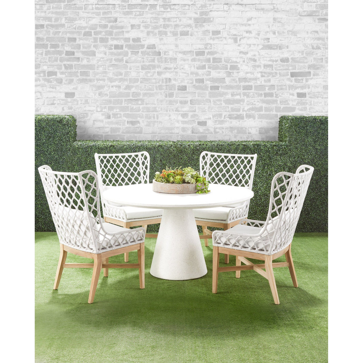 Essentials For Living Woven - Outdoor Lattis Outdoor Wing Chair 6804.WHT/WHT/GT