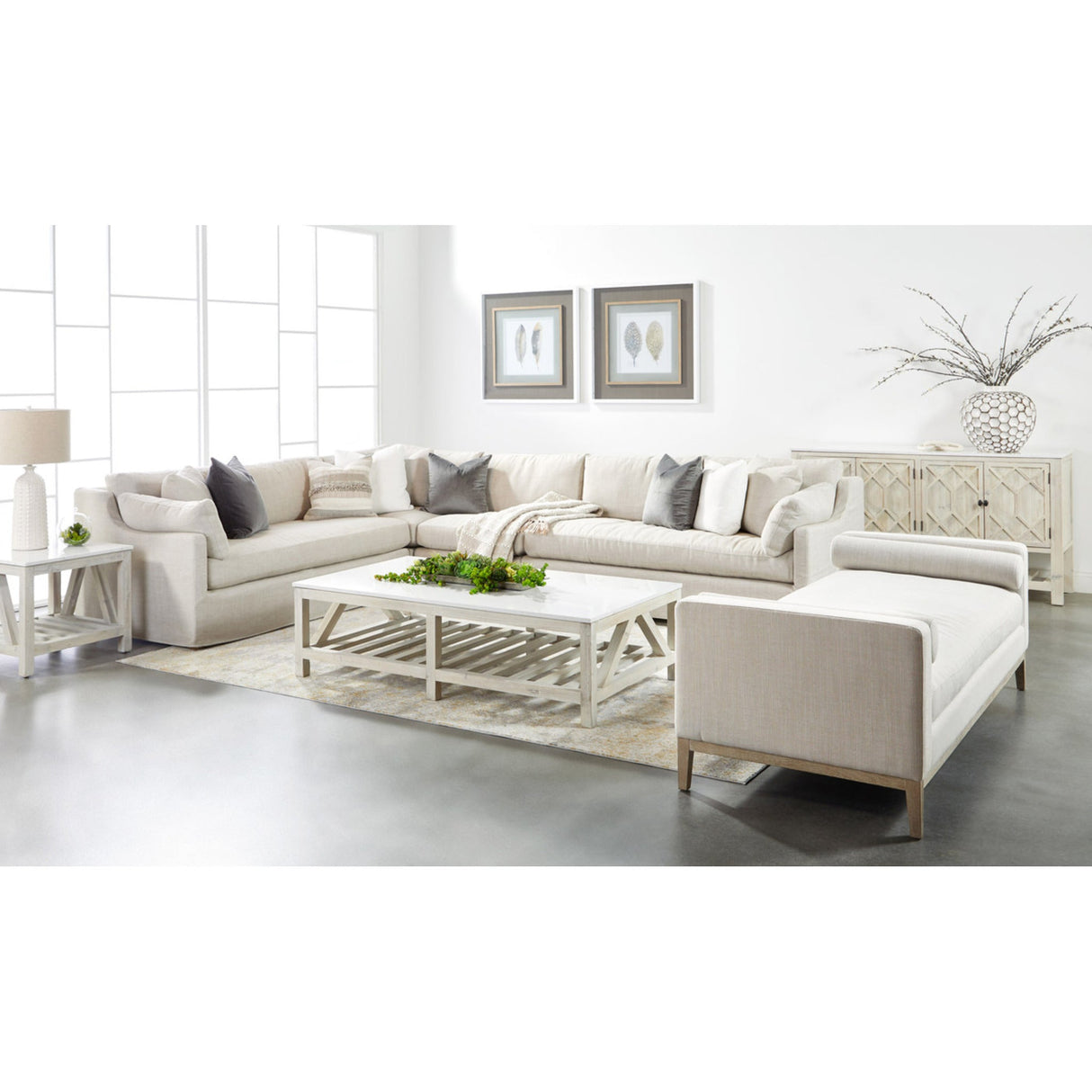 Essentials For Living Stitch & Hand - Upholstery Lena Modular Slipcover 2-Seat Left Slope Arm Sofa 6603-2S1LA.BISQ