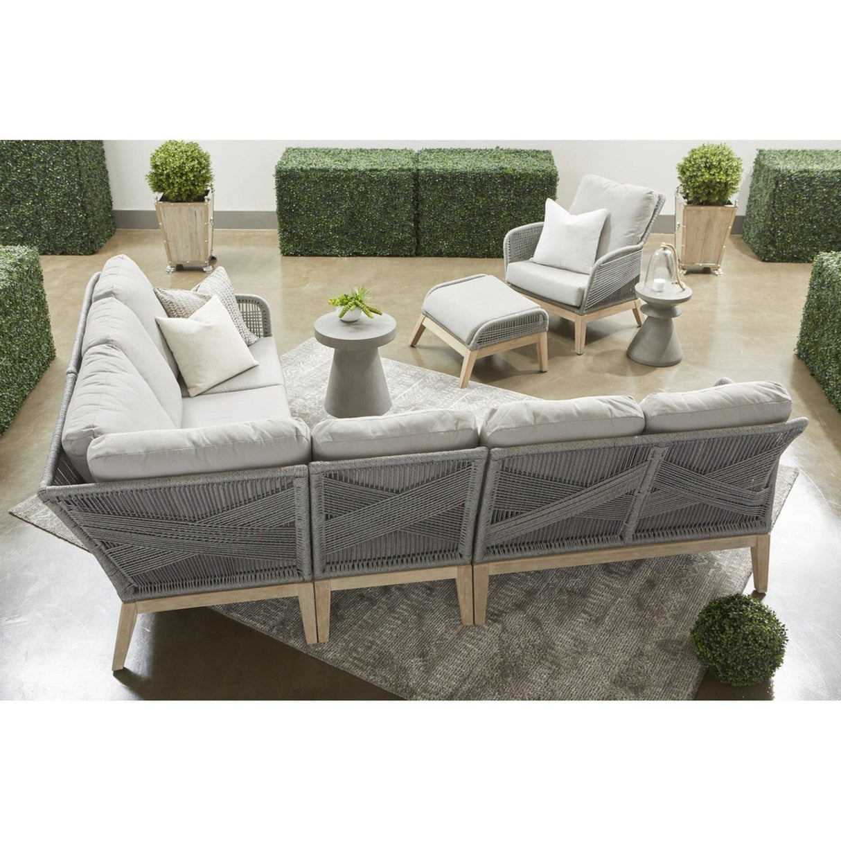 Essentials For Living Woven - Outdoor Loom Outdoor Footstool 6817FS.PLA-R/SG/GT