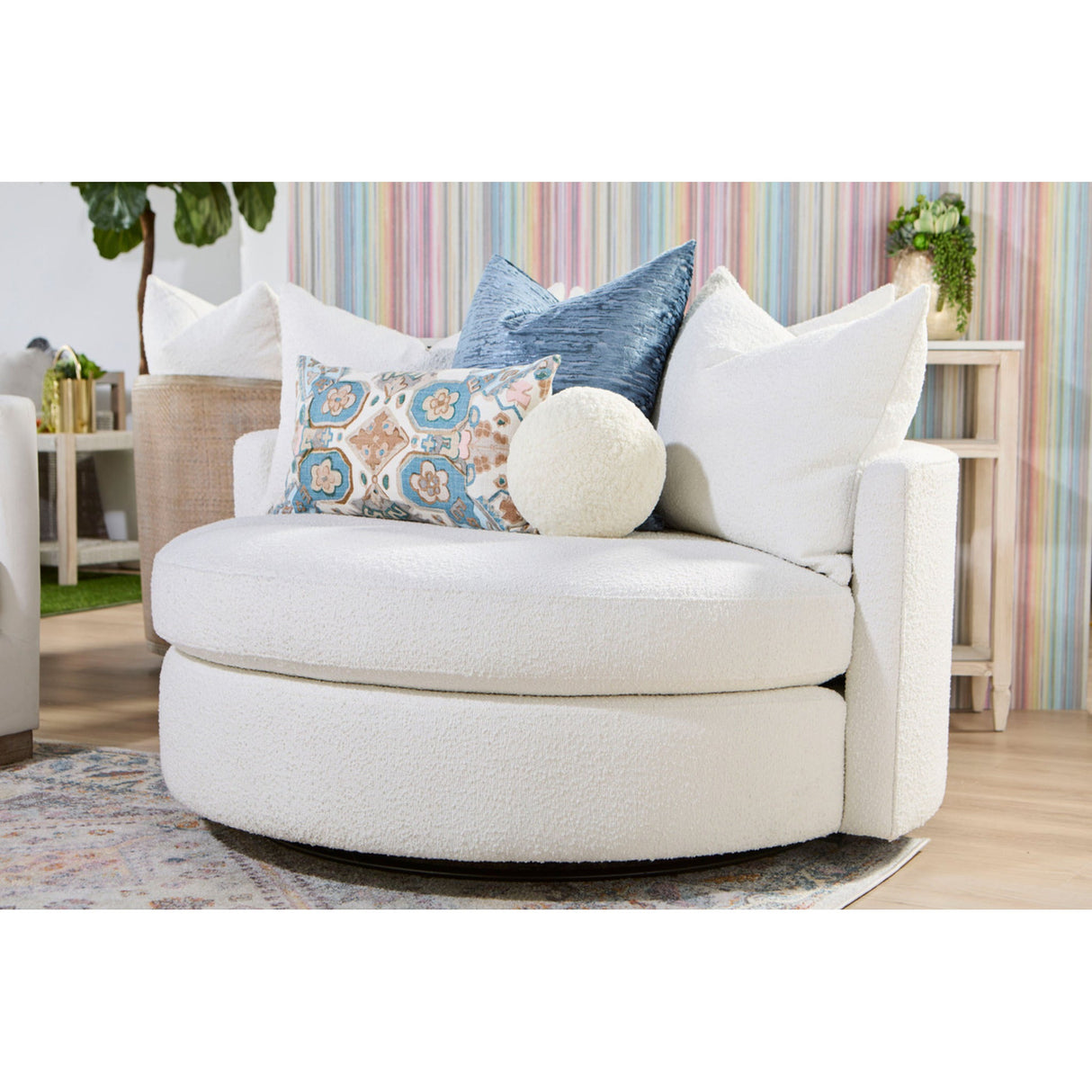 Essentials For Living Stitch & Hand - Upholstery Lourne Grand Swivel Sofa Chair 6644.BOU-SNO