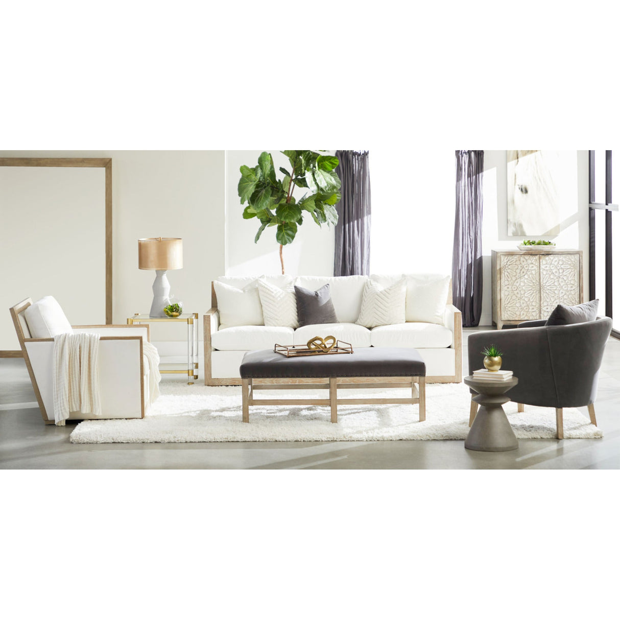 Essentials For Living Stitch & Hand - Dining & Bedroom Manhattan Wood Trim Sofa Chair 6720-1.LPPRL/NG