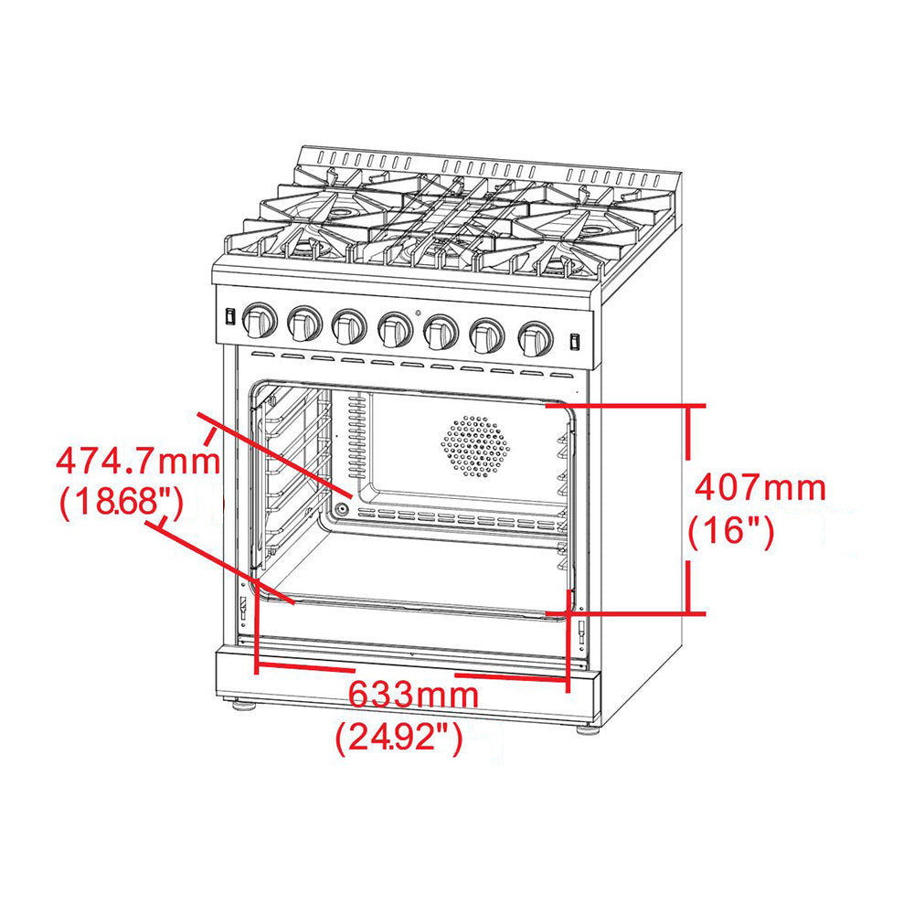 Forno Lseo 30" Gas Range with 5 Burners and Convection Oven - FFSGS6239-30