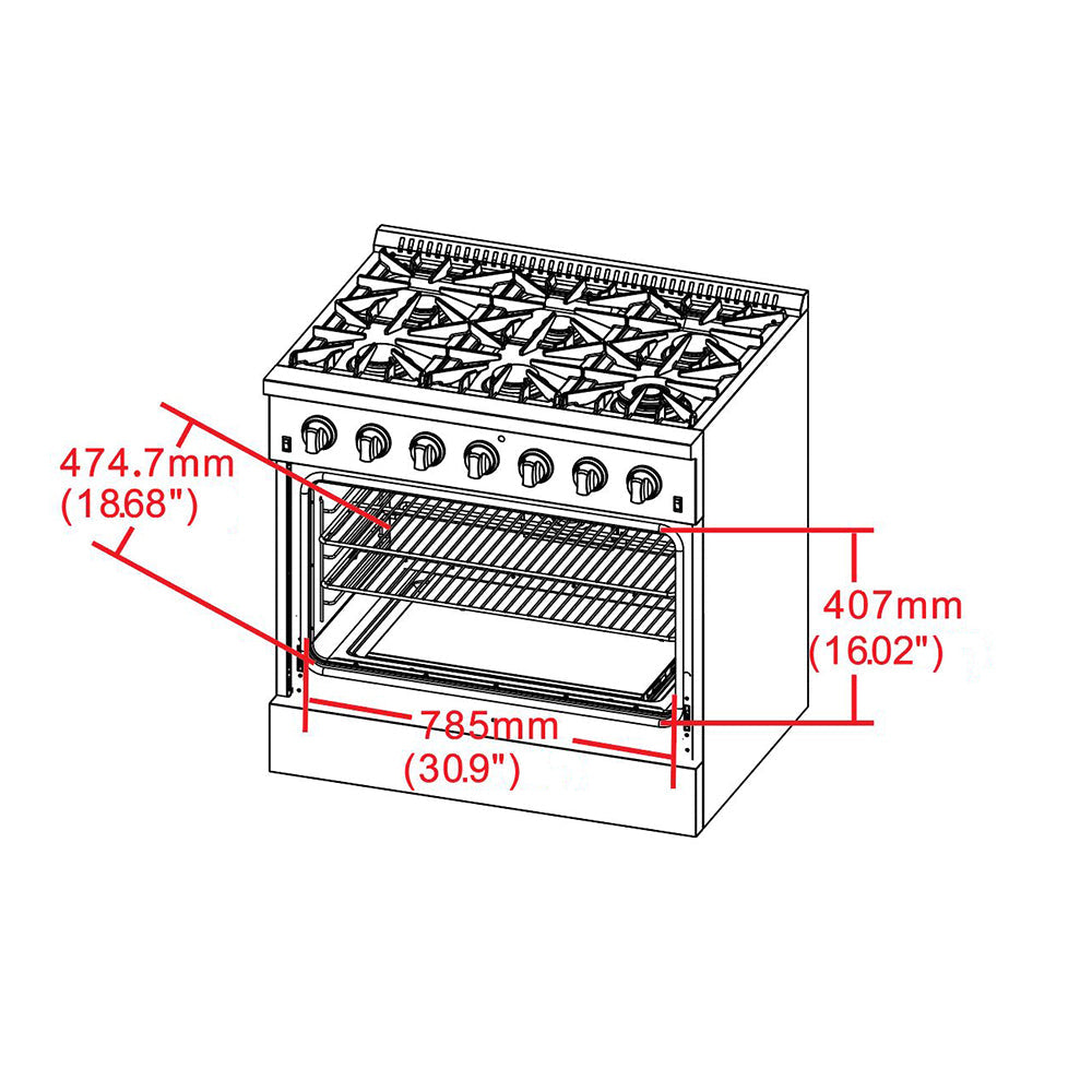 Forno 36" Capriasca Gas Range with 6 Burners, Convection Oven and 120,000 BTUs - FFSGS6260-36