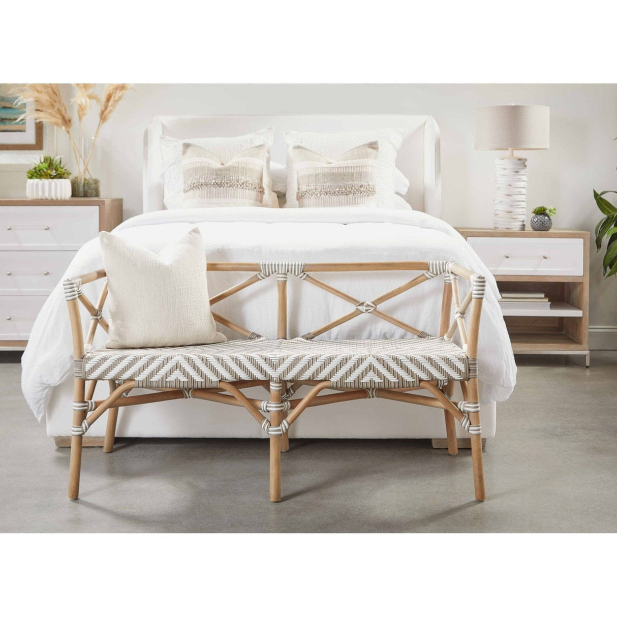 Essentials For Living The Hamptons Palisades Bench 4120.STO-WHT/MGRY