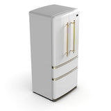 Forno Luigi 18 cu.ft. French Door Refrigerator White, Antique Brass Handles - FFFFD1791-33