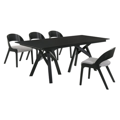 Armen Living Cortina Mdf/Veneer/Rubberwood 100% Polyester Dining Set - 5-Piece