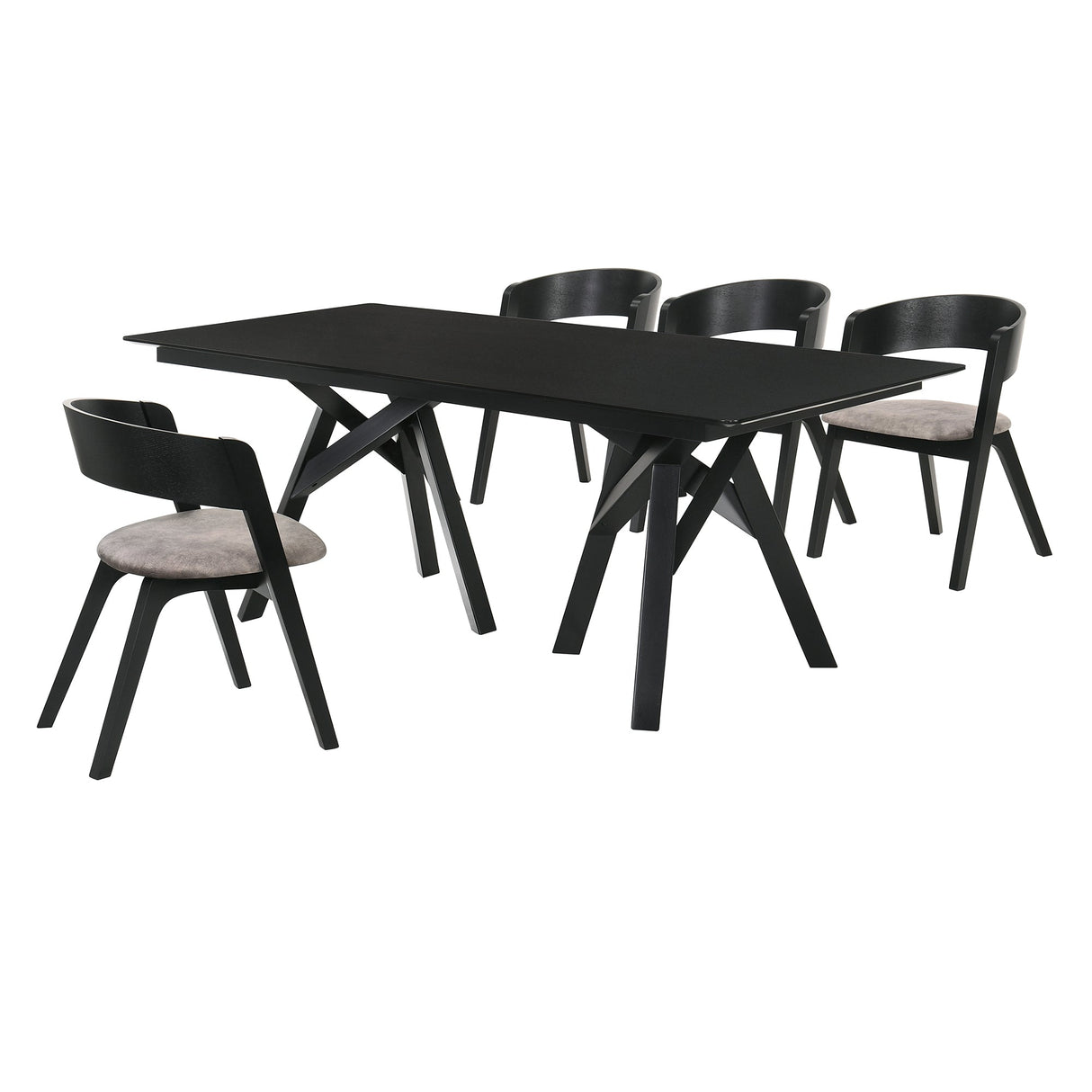 Armen Living Cortina Mdf/Veneer/Rubberwood 100% Polyester Dining Set - 5-Piece