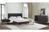 Armen Living Cross Mdf + Oak Veneer + Solid Oak + Metal Legs + P;Ywood Slats Bedroom 4-Piece Set