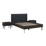 Armen Living Cross Mdf + Oak Veneer + Solid Oak + Metal Legs + P;Ywood Slats Bedroom 3-Piece Set