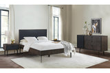 Armen Living Cross Mdf + Oak Veneer + Solid Oak + Metal Legs + P;Ywood Slats Bedroom 4-Piece Set