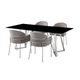 Armen Living Cressida/Portia Glass/Staniless Steel Dining Set - 5-Piece