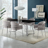 Armen Living Cressida/Portia Glass/Stainless Steel Dining Set - 7-Piece