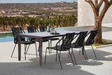 Armen Living Fineline/Clip Eucalyptus/Super Stone 7-Piece Outdoor Dining Set